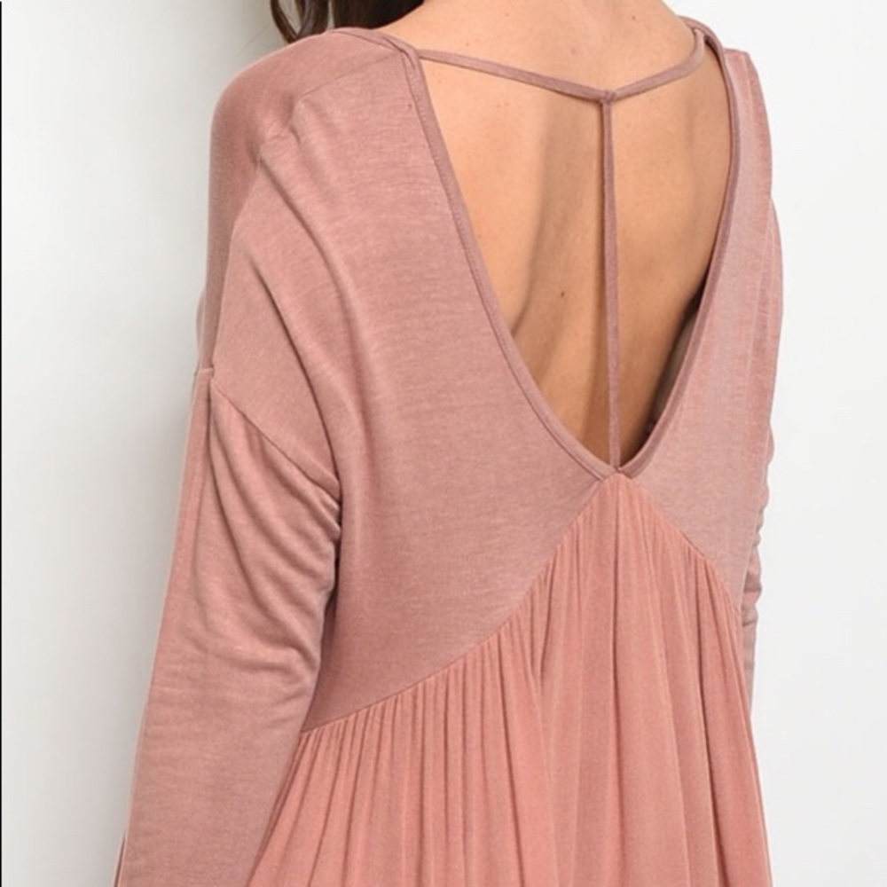 MAUVE BABYDOLL STRAP DESIGN FLOWY TUNIC TOP - Picture 3 of 9